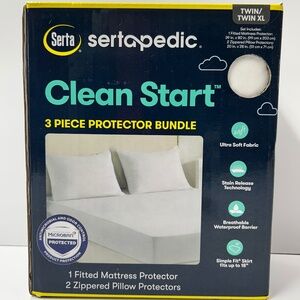New Sertapedic Clean Start 3 Piece Mattress Pillow Protector Twin/Twin XL Serta